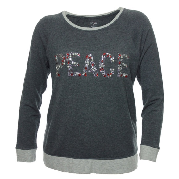 Style & Co. Tops - NWT Macys PEACE Bling Rhinestone Sweatshirt Top 1X